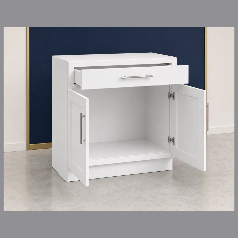 36-inch Shaker Sink Base Cabinet — open-door view
