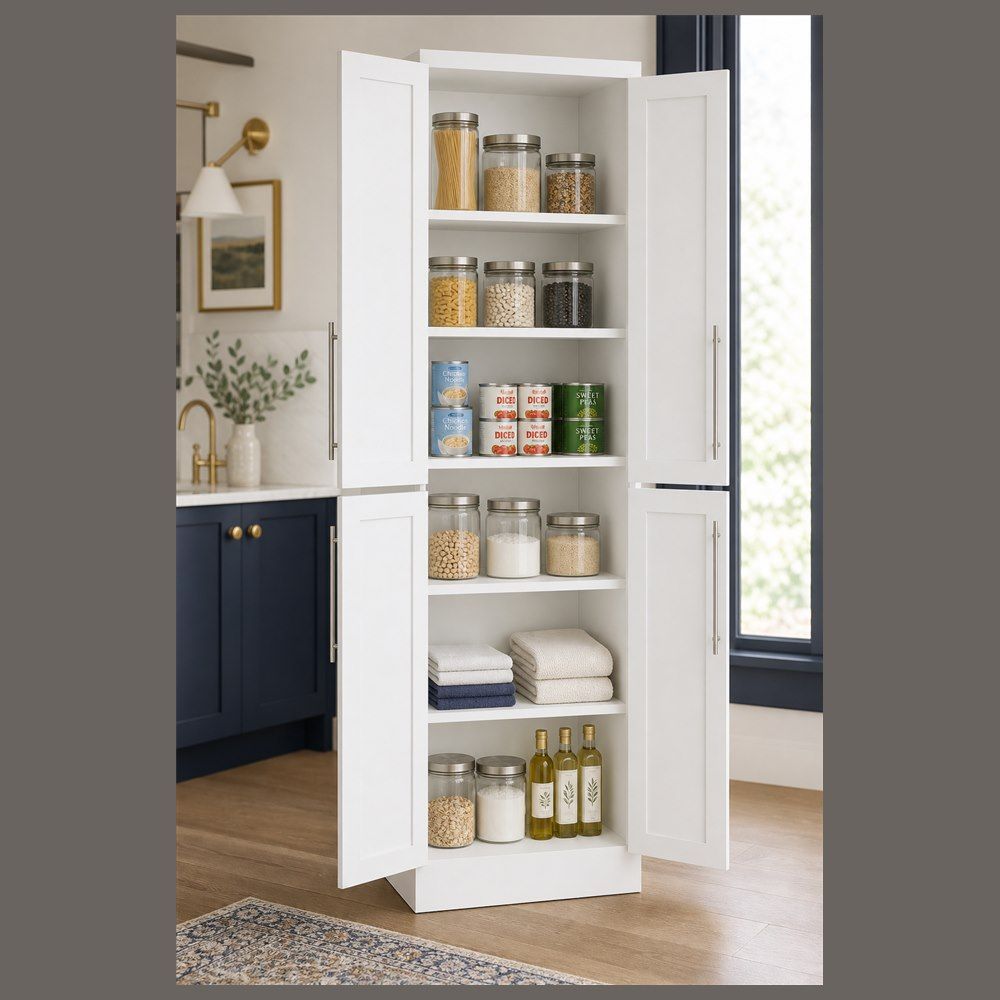 30-inch Shaker Tall Pantry Cabinet — styled kitchen