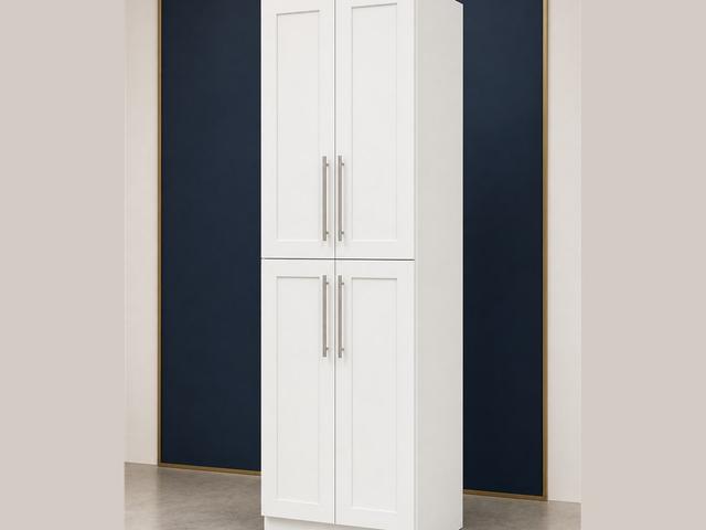 30-inch Shaker Tall Pantry Cabinet — angled view
