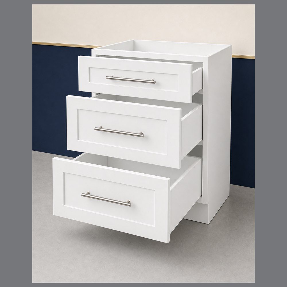 24-inch Shaker Drawer Base Cabinet — open-door view