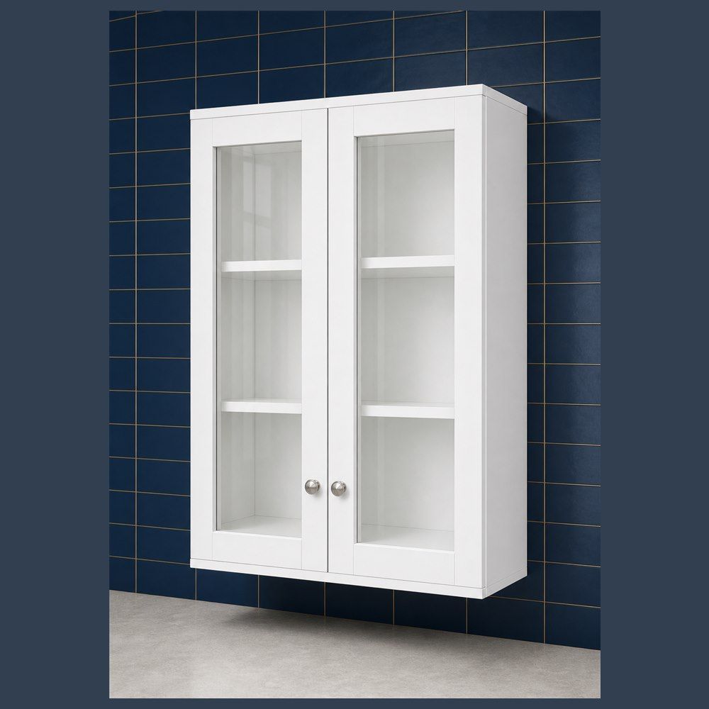 30-inch Shaker Glass-Door Wall Cabinet — angled view