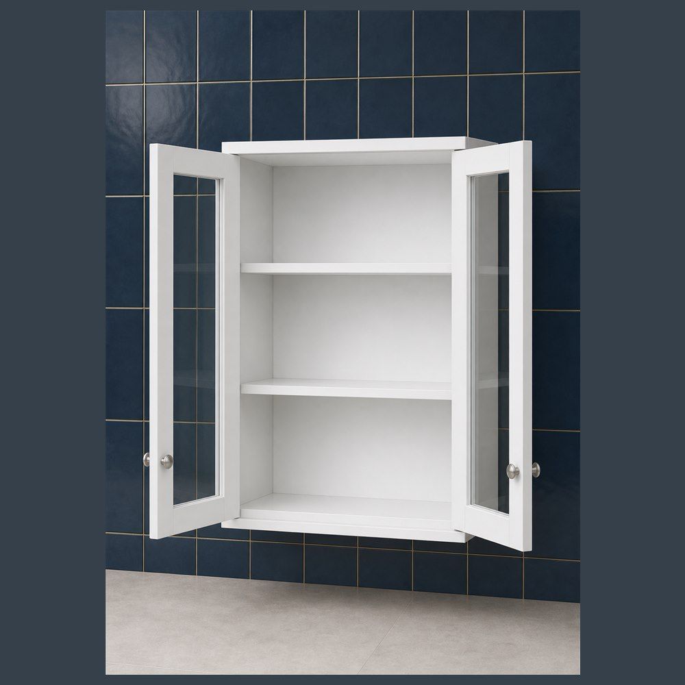 30-inch Shaker Glass-Door Wall Cabinet — open-door view