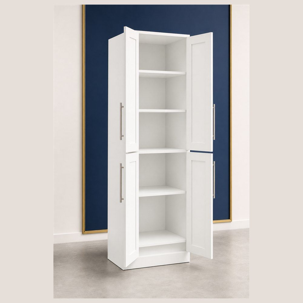 30-inch Shaker Tall Pantry Cabinet — open-door view