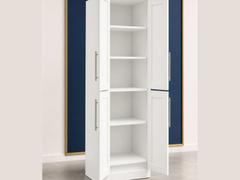 30-inch Shaker Tall Pantry Cabinet — open-door view