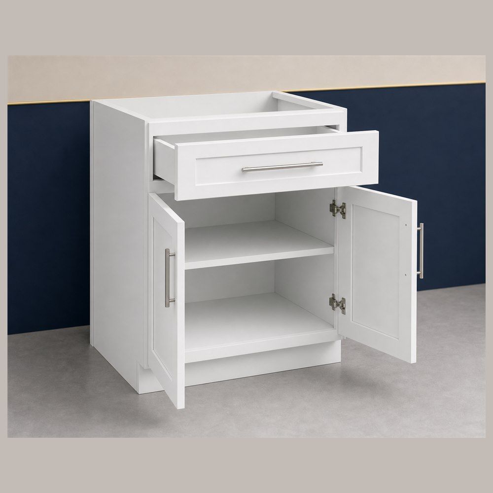 30-inch Shaker Base Cabinet — open-door view