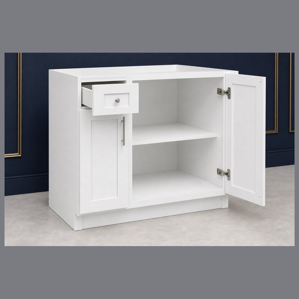 39-inch Shaker Blind Corner Base Cabinet — open-door view