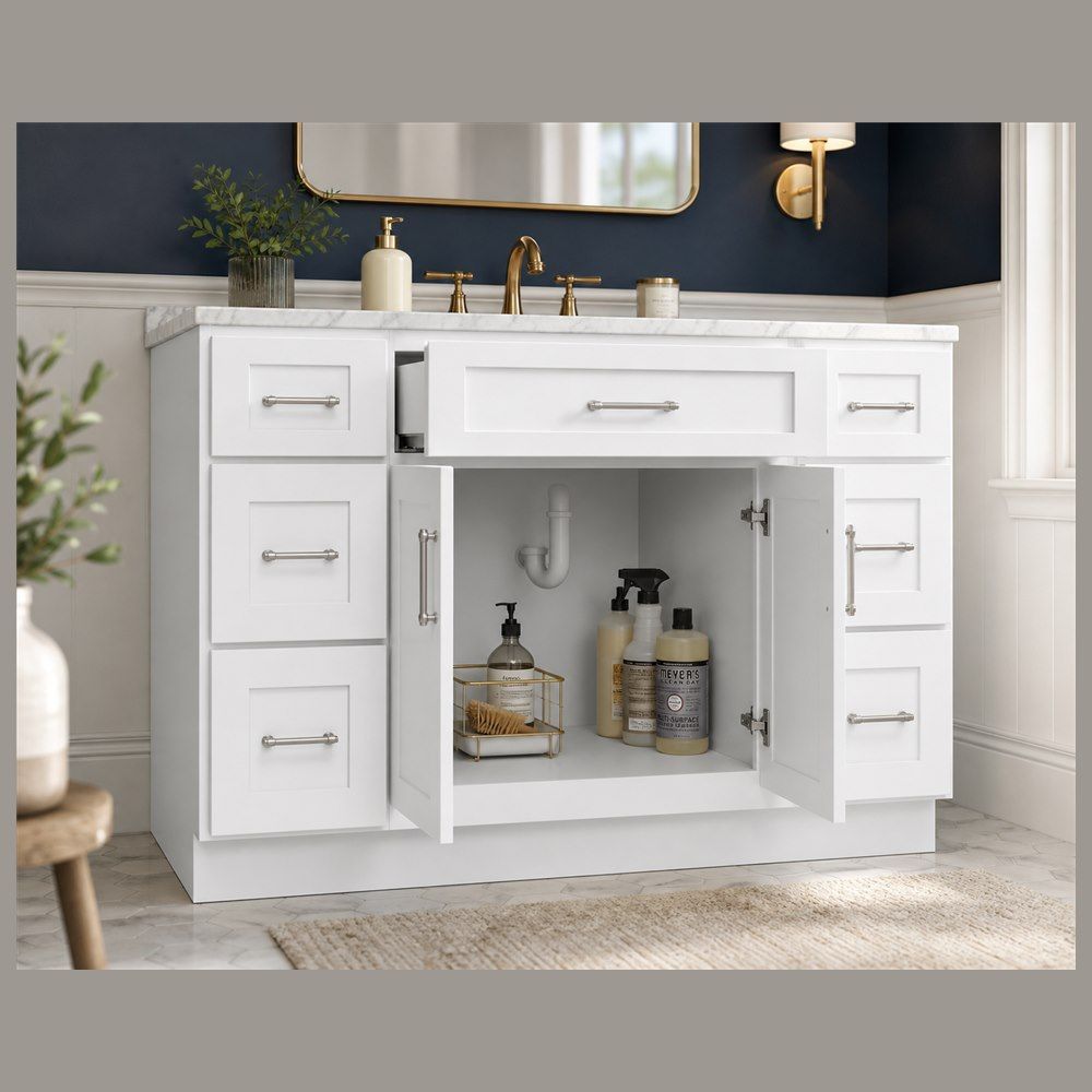 48-inch Shaker Vanity Cabinet — styled kitchen