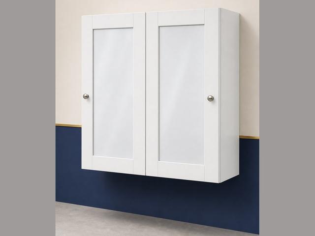 36-inch Shaker Glass-Door Wall Cabinet — angled view