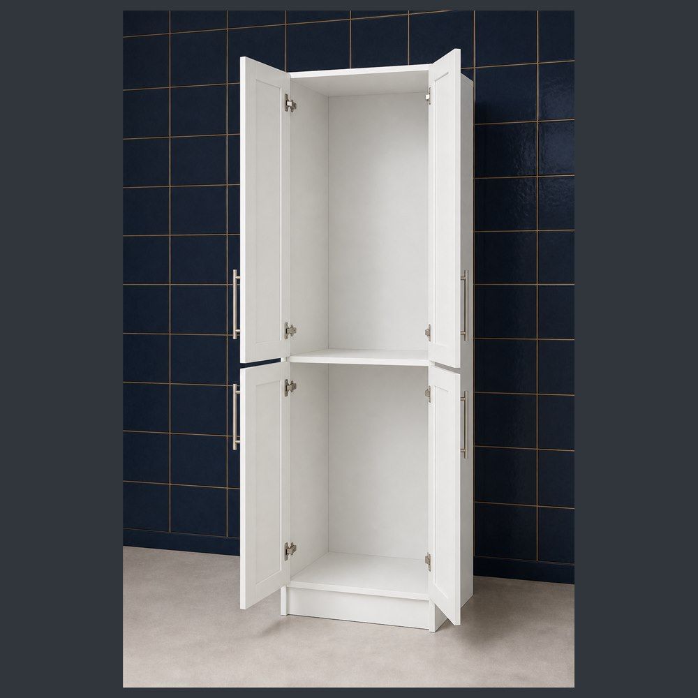 24-inch Shaker Tall Pantry Cabinet — open-door view
