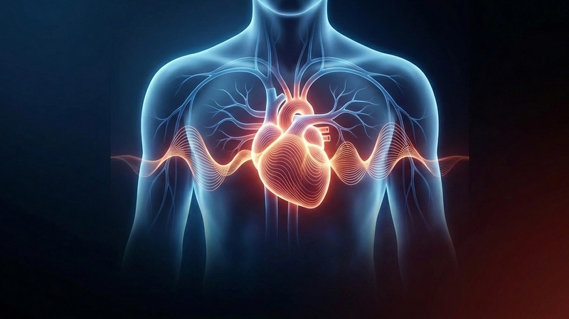Abstract visualization of heart coherence representing emotional intelligence and heart–brain synchronization.