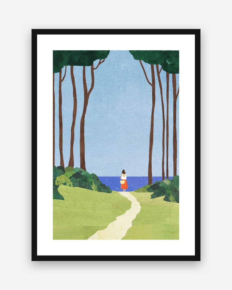 Path to the Sea poster with a white border in a black frame