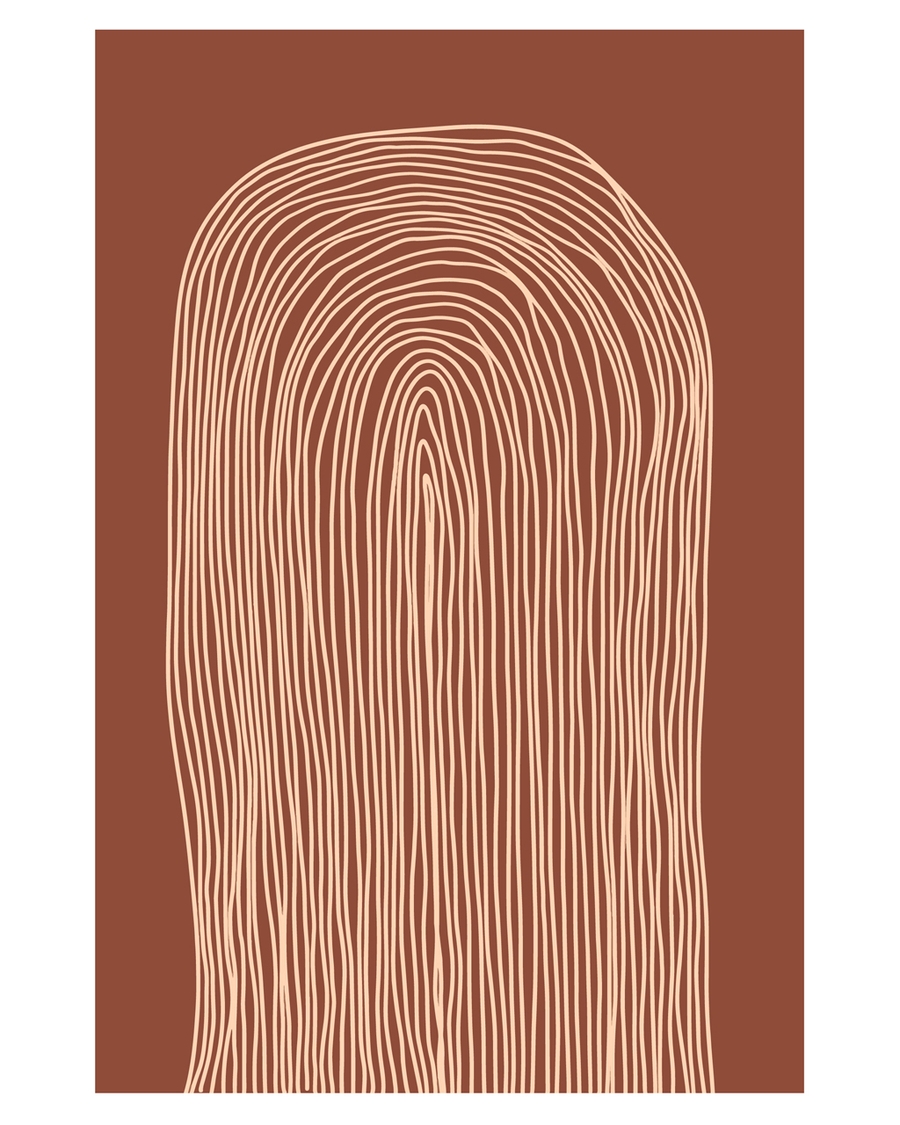 terracotta posters with abstract organic line designs