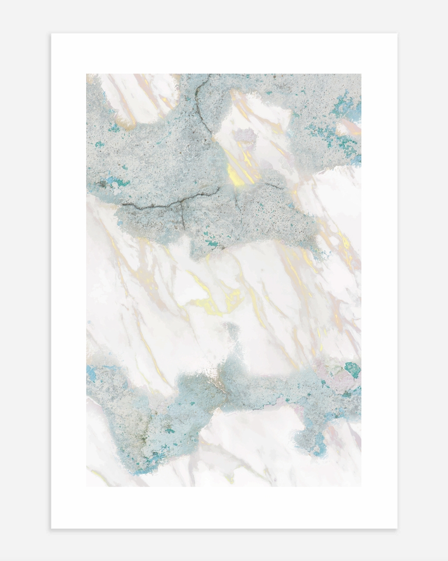A poster of a Abstract marble texture in white blue and soft gold