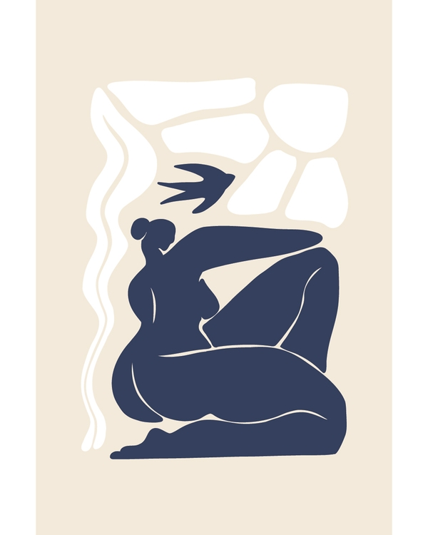 Abstract blue figure with soft organic shapes