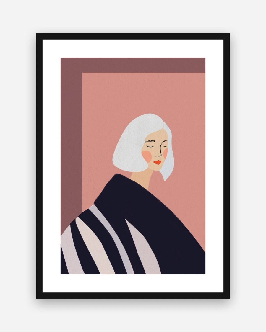 Blush Hour Portrait poster with a white border in a black frame
