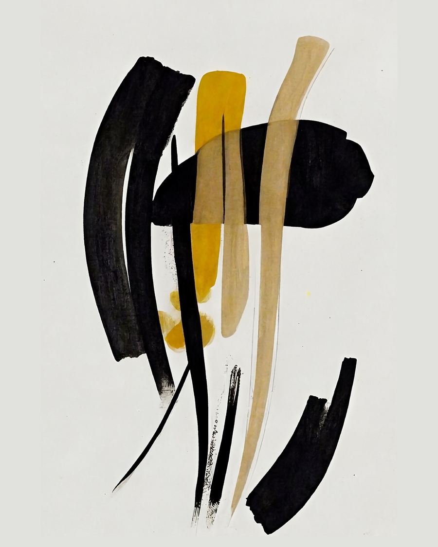 Abstract strokes in black and golden tones