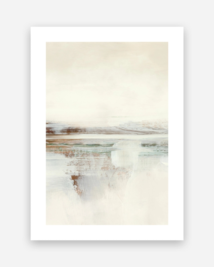 Rust Shoreline Haze poster with a white border, unframed on a light gray background