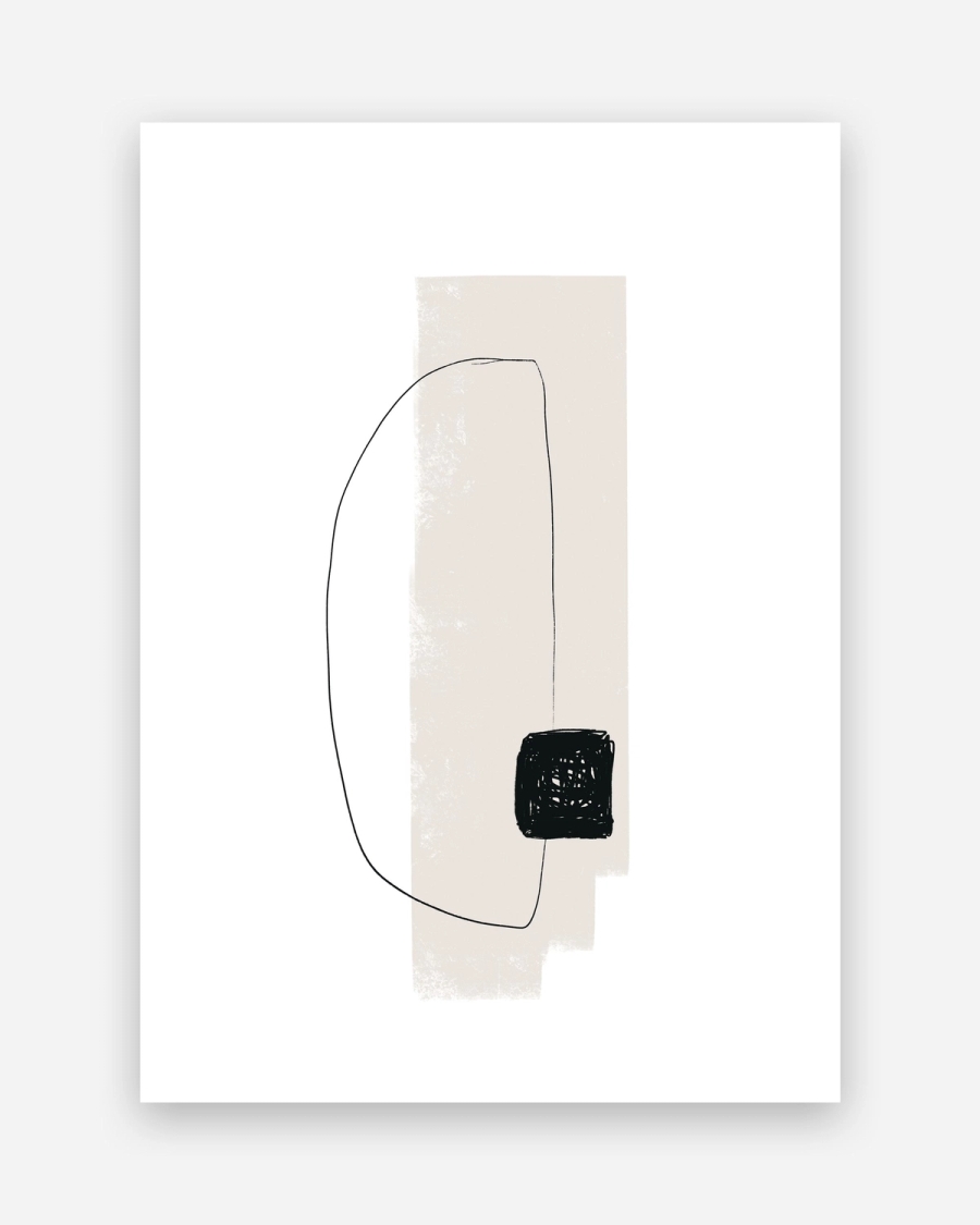Scribbled Square poster with a white border, unframed on a light gray background