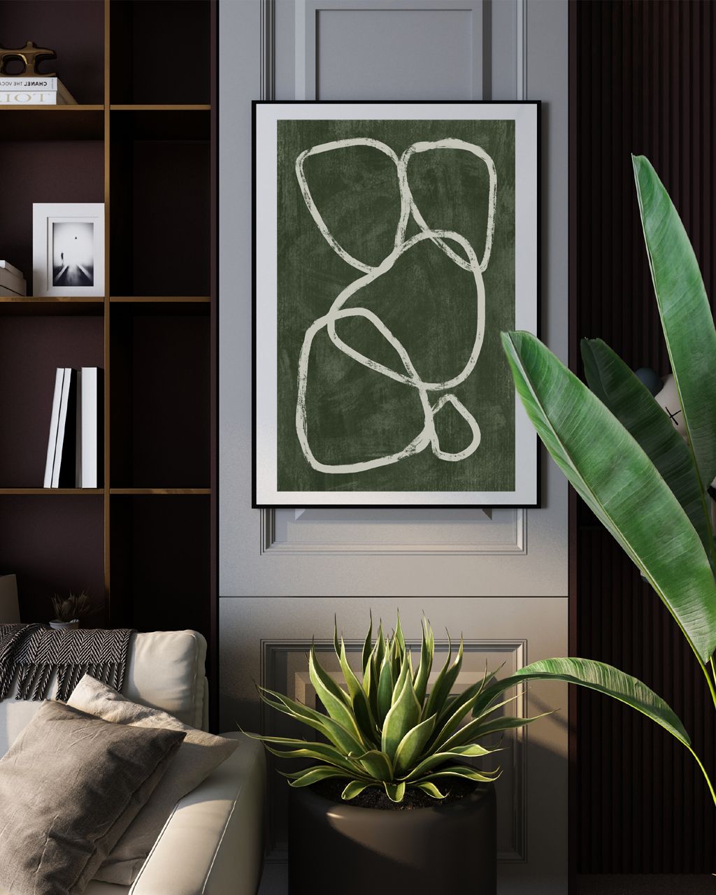 New arrivals poster with abstract shapes