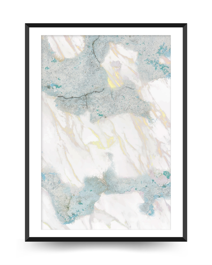 A poster of a Abstract marble texture in white blue and soft gold
