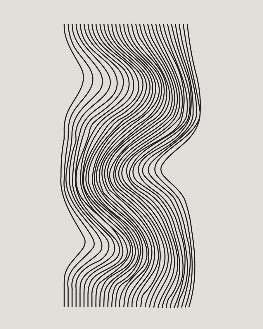 Black lines in a waves form on a off-white background