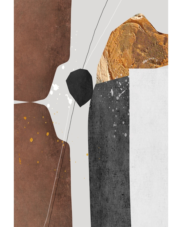 Abstract geometric shapes in earthy tones with gold