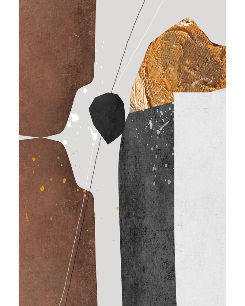 Abstract geometric shapes in earthy tones with gold