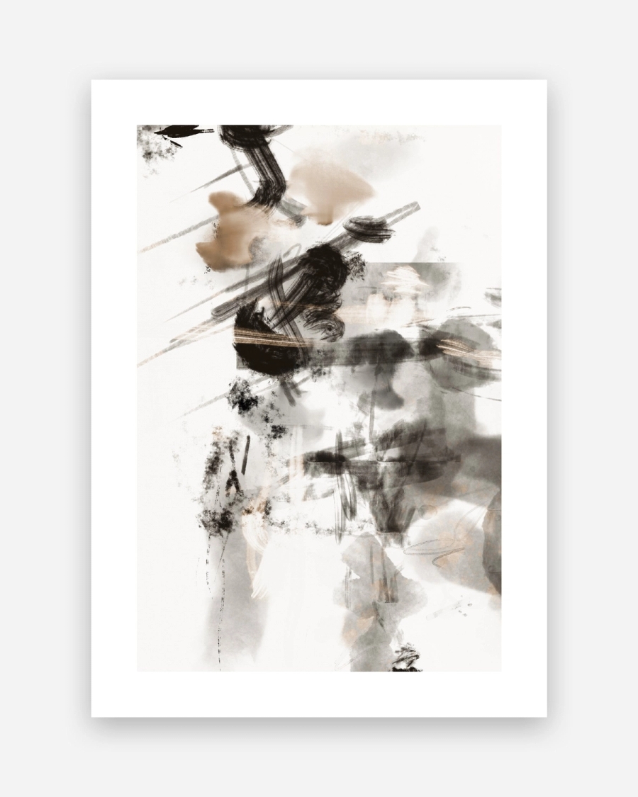 Ink Drift poster with a white border, unframed on a light gray background