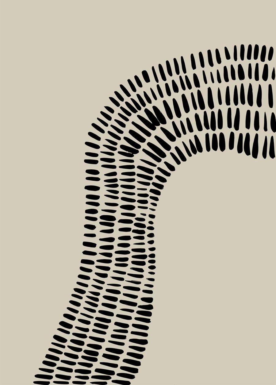 Abstract black curved lines on beige background