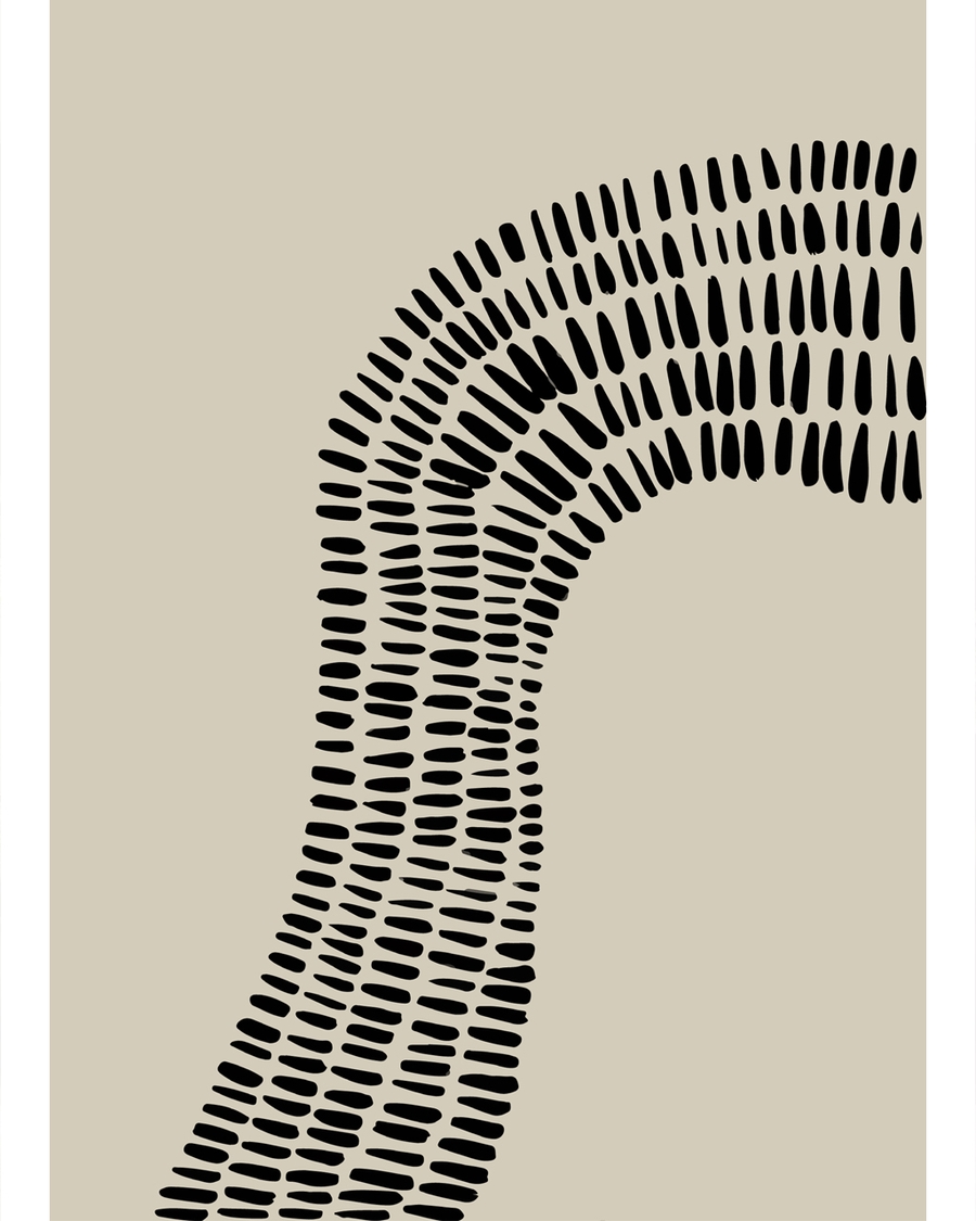 Abstract black curved lines on beige background