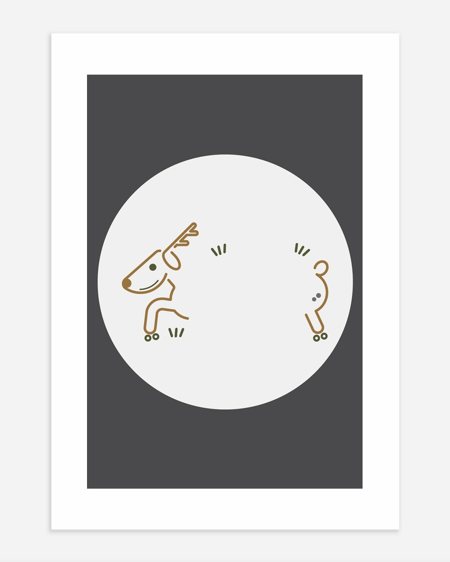 A poster of a Minimal deer illustration in nordic design style