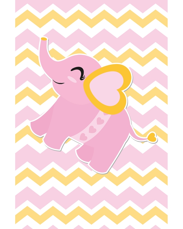 Cute pink elephant illustration with heart details