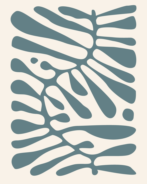 Deep blue organic shapes on beige background