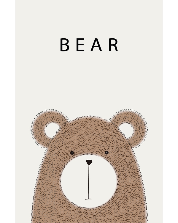 Cute illustrated bear in soft warm neutral colors