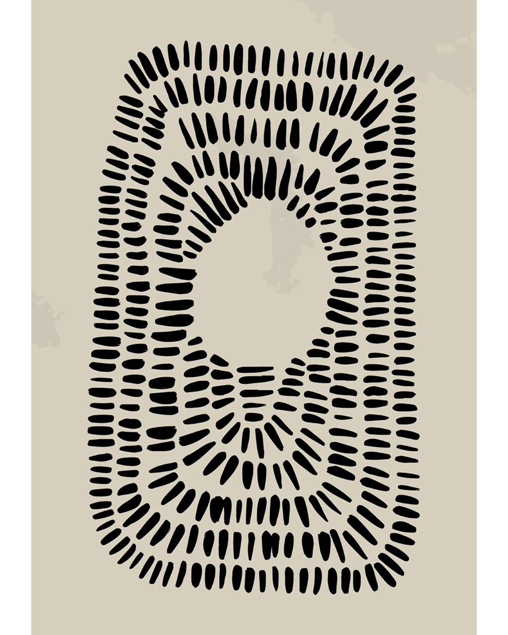 Abstract black shapes forming concentric oval patterns