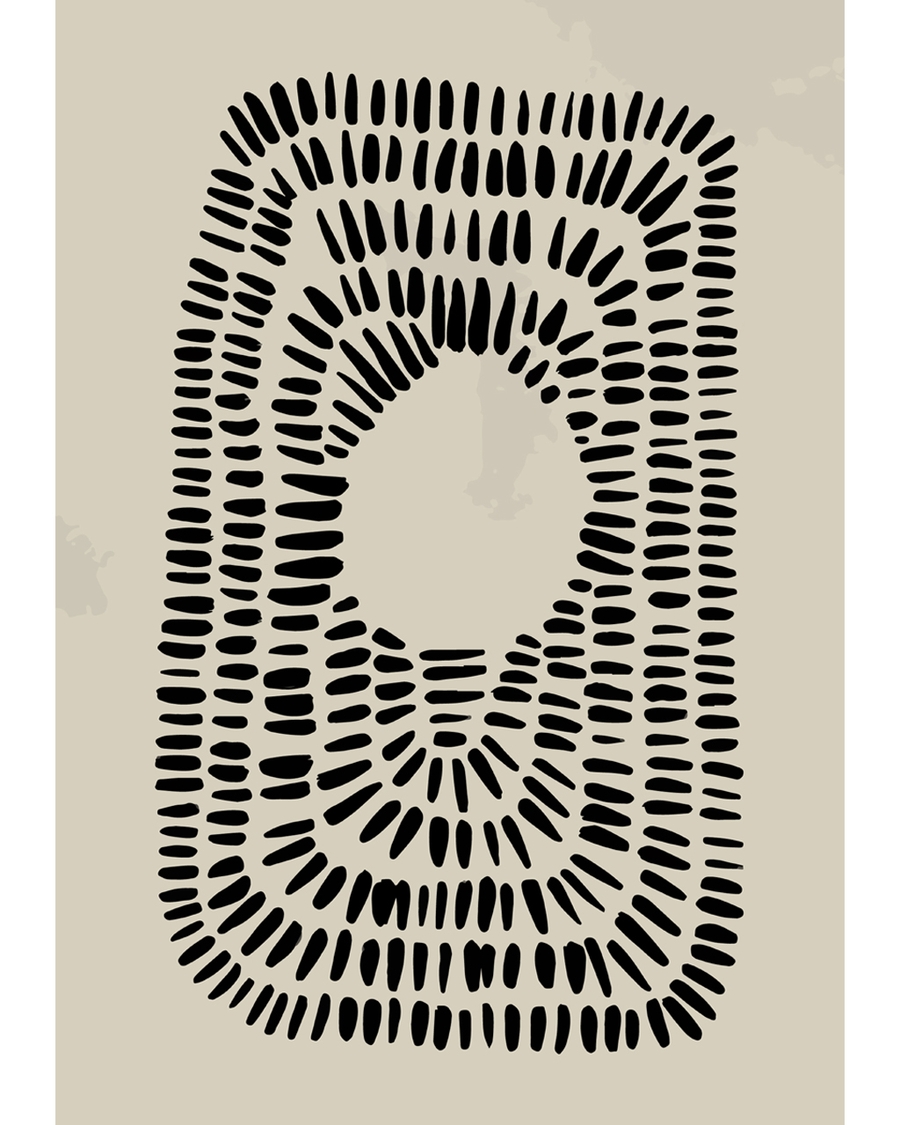 Abstract black shapes forming concentric oval patterns