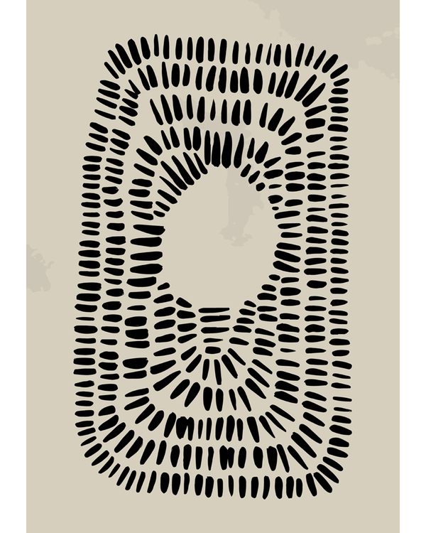 Abstract black shapes forming concentric oval patterns