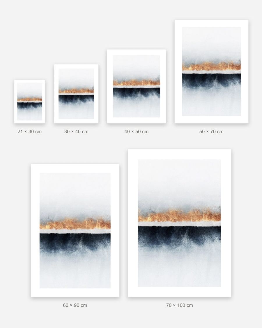 Copper Seam poster in 6 sizes, shown to scale: 21 × 30, 30 × 40, 40 × 50, 50 × 70, 60 × 90 and 70 × 100 cm