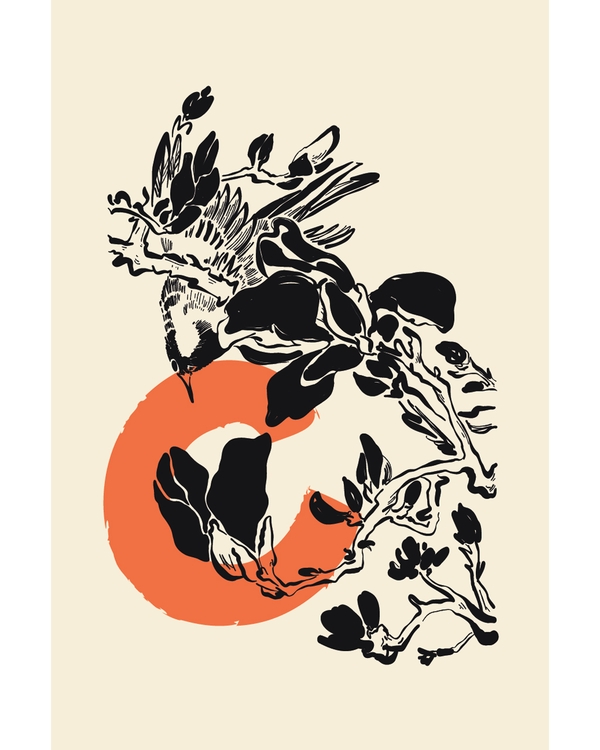Japandi inspired ink art with organic shapes