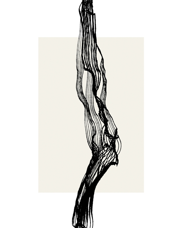 Abstract black tree branch on a beige background