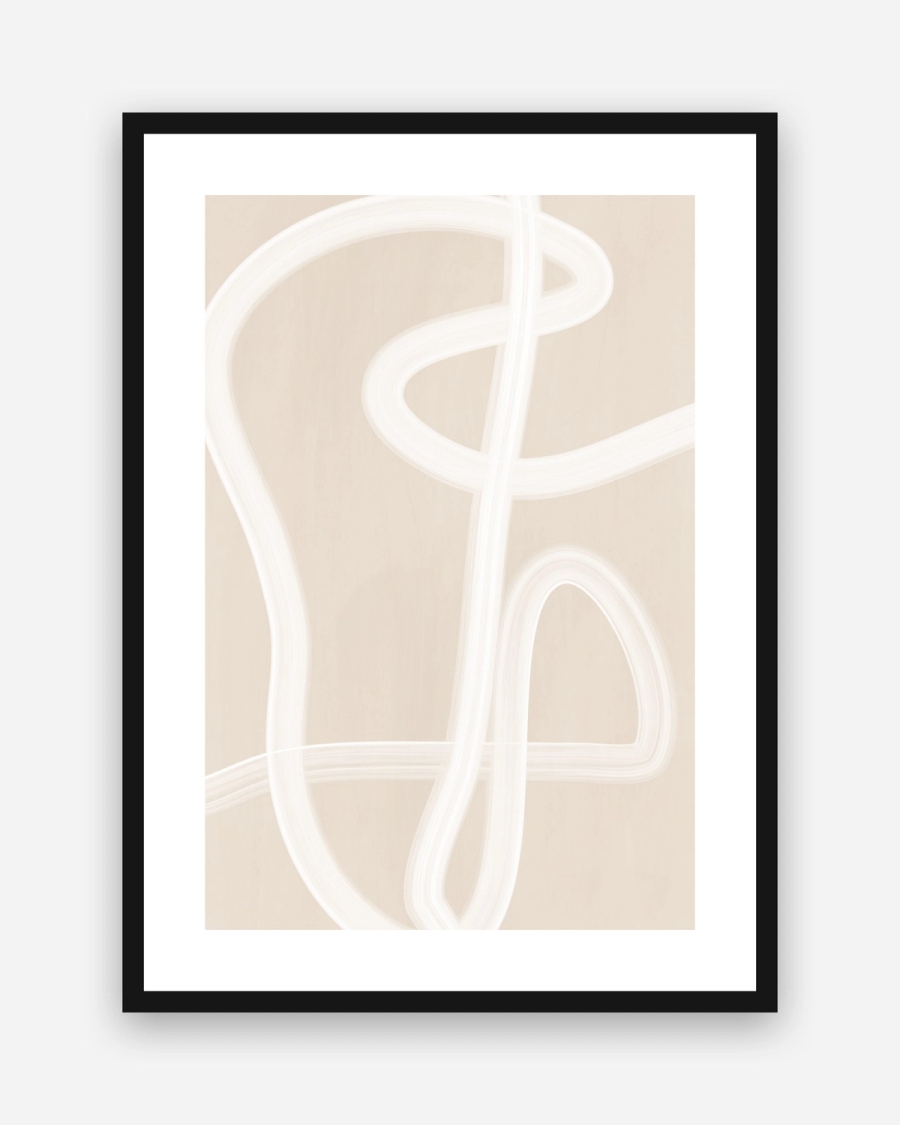 Ivory Ribbon Path poster with a white border in a black frame