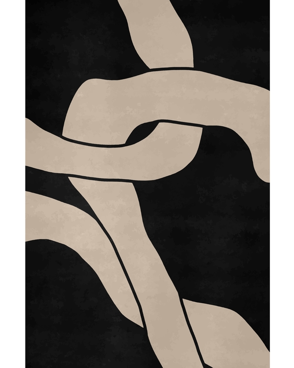 Beige intertwined ribbon-like shapes on black background