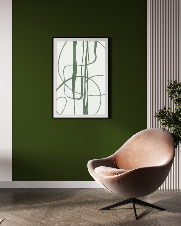 A poster of a Abstract sage green lines on soft white background