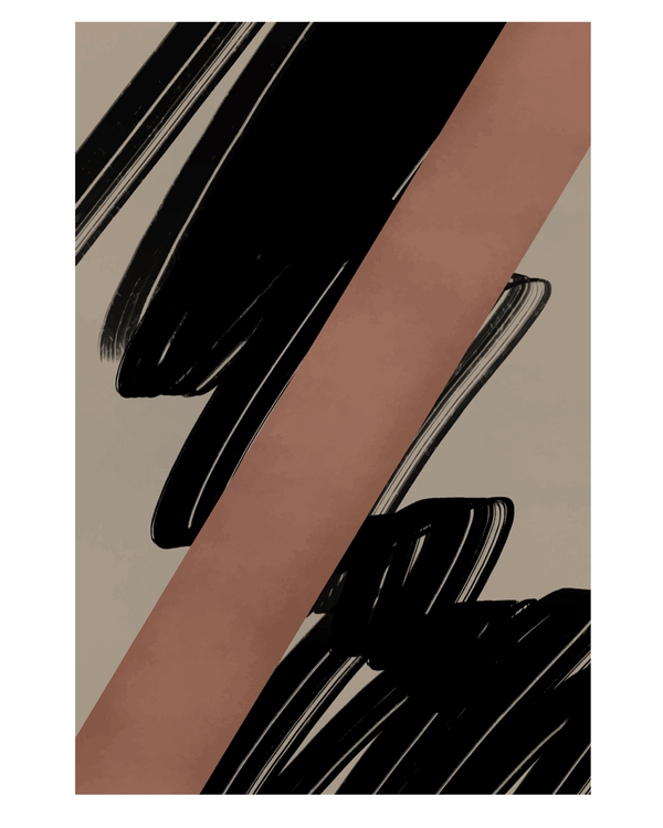 Abstract poster with bold black strokes and earthy tones