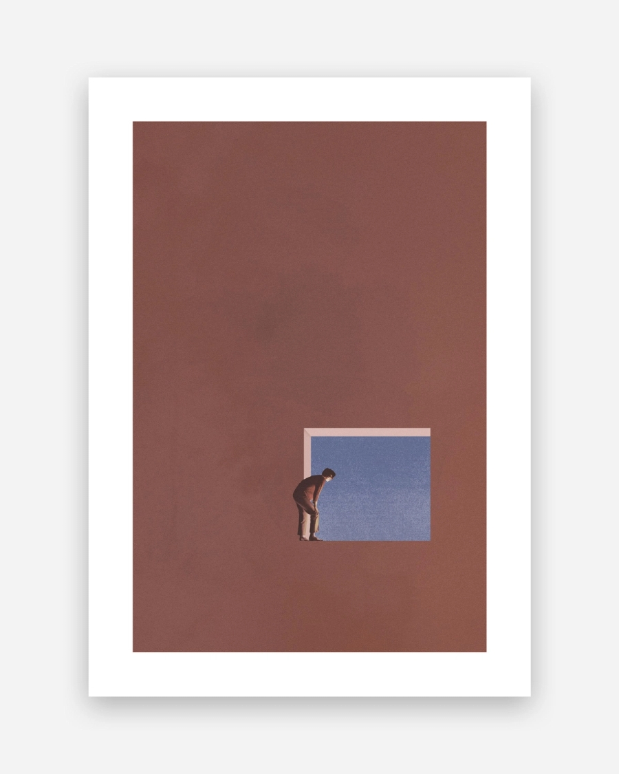 Window to Blue poster with a white border, unframed on a light gray background