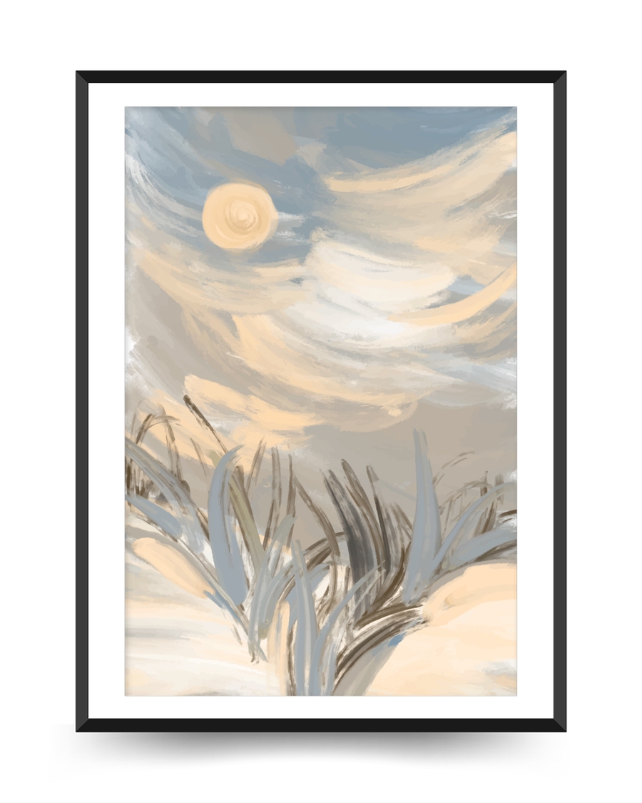A poster of a Abstract sky and landscape in soft tones