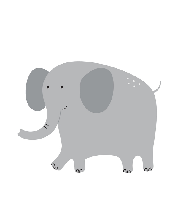 Cute illustrated elephant in soft grey tones