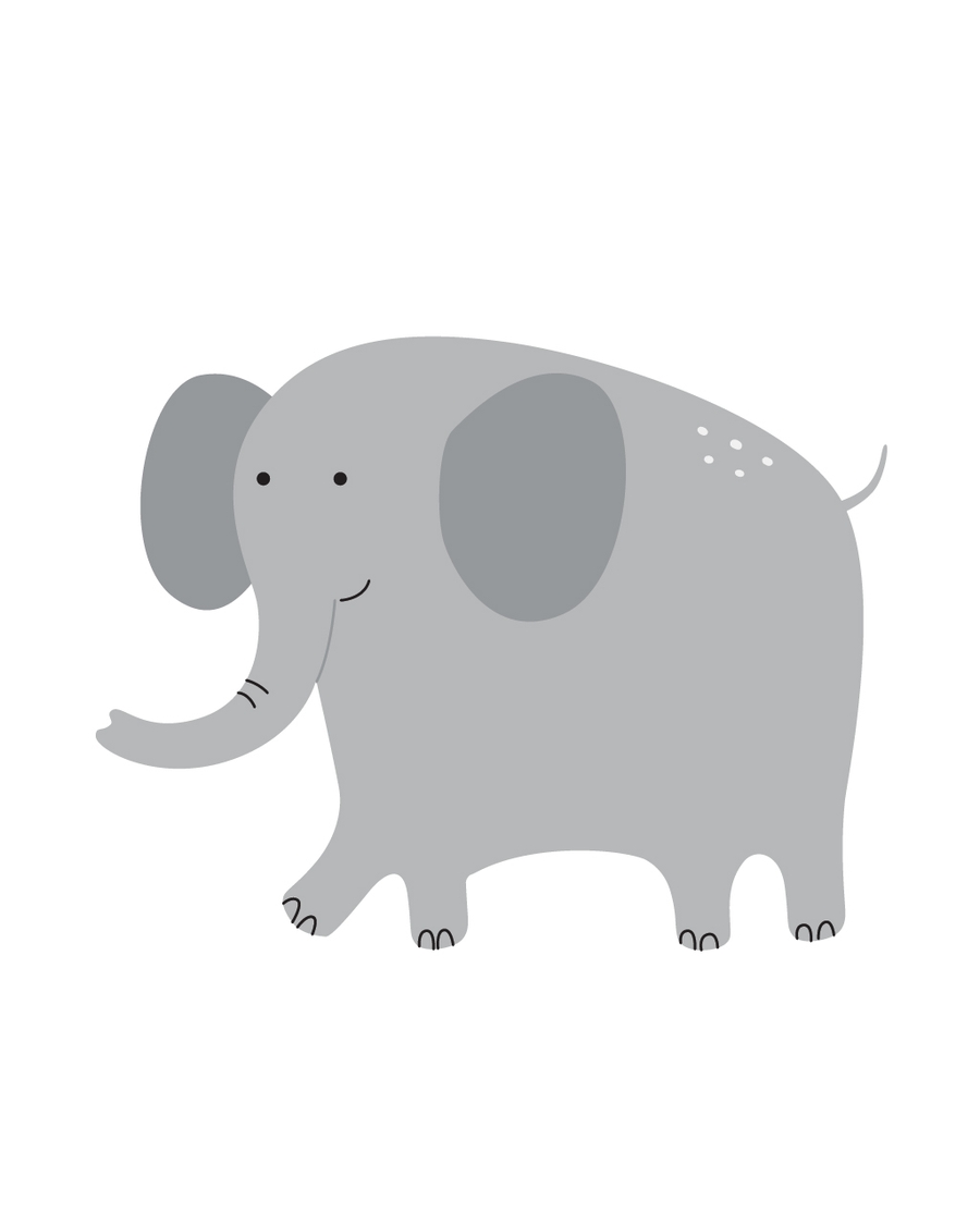 Cute illustrated elephant in soft grey tones