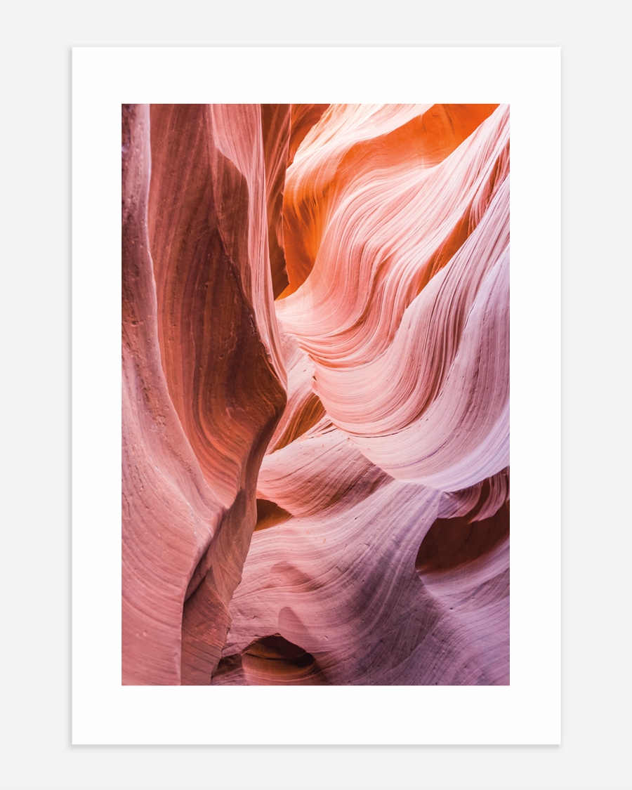 A poster of a Flowing sandstone canyon formations in warm earth tones