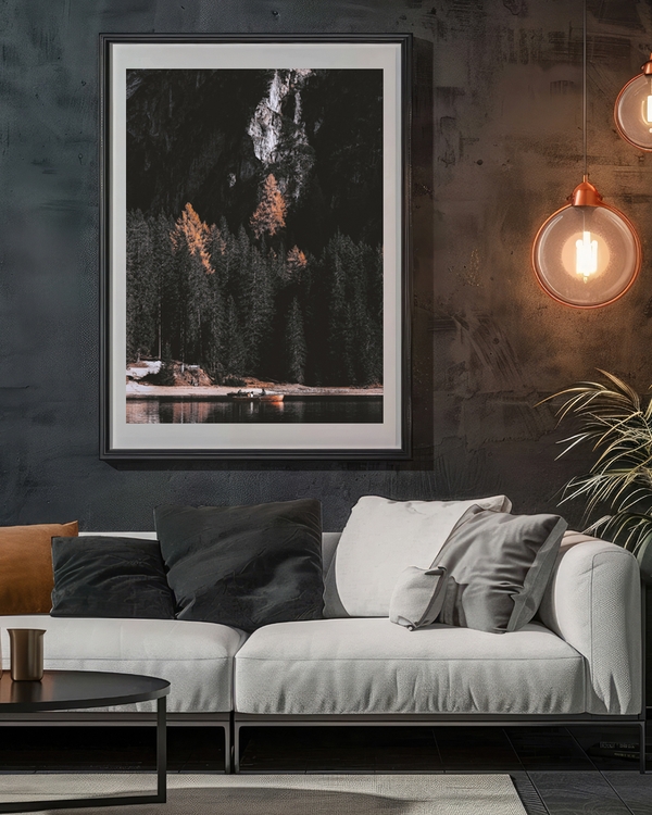 Autumn trees and forest by rocky mountain cliffs